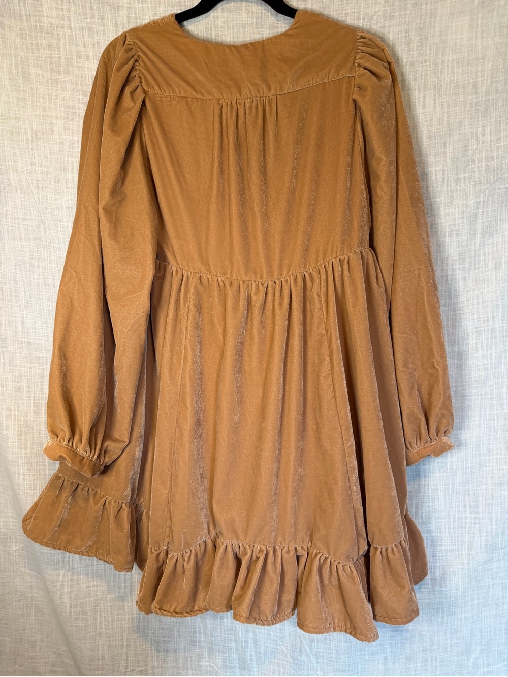 Free People Estella Copper Blush Velvet Mini Dress Ruffle Size S Romantic - Picture 7 of 13
